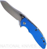 Rick Hinderer Knives XM18 Skinner Stonewash 3.5" S45VN Stonewash Lock Side Blue G-10