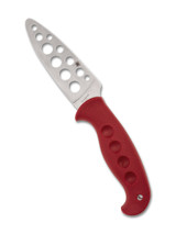Spyderco Temperance Trainer Sprint Run fixed blade knife - shown out of sheath obverse.  420J2 stainless steel trainer blade.  Red FRN handle.  Model FB05TRD.