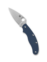 Spyderco UKPK folding knife with thumb hole - shown open presentation side.  Satin SPY27 stainless steel plain edge blade. Cobalt Blue G-10 handle.  Model C94GPCBL.