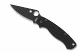 Spyderco Paramilitary 2 folding knife with thumb hole - shown open presentation side.  Black S45VN stainless steel plain edge blade.  Black G-10 handle.  Model C81GPBK2.