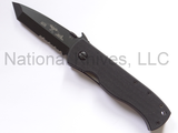 Emerson Knives CQC-7BW BTS Tanto Folding Knife, Black 3.3" Partially Serrated 154CM Blade, Black G-10 Handle, Emerson "Wave" Opener