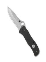 Spyderco Sprint Run Starmate folding knife with thumb hole - shown open presentation side.  Satin CPM-20CV stainless steel plain edge blade.  Black G-10 handle.  Model C55G20CVP.
