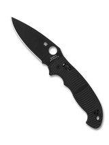 Spyderco Manix 2 XL Salt folding knife with thumb hole - shown open presentation side.  Black DLC MagnaCut stainless steel plain edge blade. Black G-10 handle.  Model C95GMCBKP2.
