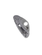 Spyderco Sprint Run Balance folding knife with thumb hole - shown closed pocket clip side.  Satin CPM SPY27 stainless steel plain edge blade.  Cobalt Blue G-10 handle with a stainless steel lock side.  Model C141GPCBL.