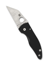 Spyderco Sprint Run MicroJimbo folding knife with thumb hole - shown open presentation side.  Satin S90V stainless steel plain edge blade.  Black carbon fiber handle.  Model C264CFP.
