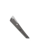 Spyderco Cobol Slip Joint folding knife with thumb hole - shown closed pocket clip side.  Satin M390 stainless steel plain edge blade.  Titanium handle.  Model C273TIP.
