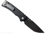 Chaves Knives Pro-Tech Collaboration Redencion 229 Tanto automatic knife - reverse shown.  Black S35VN stainless steel plain edge blade.  Black aluminum handle.  Model CK-1A10-2G3F-6D1
