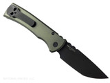 Chaves Knives Pro-Tech Collaboration Redencion 229 Tanto automatic knife - reverse shown.  Black S35VN stainless steel plain edge blade.  Green aluminum handle.  Model CK-1A10-2G3F-6D2