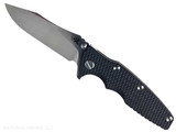 Rick Hinderer Knives Skinny Eklipse Slicer folding knife with flipper tab - shown open - presentation side. Stonewash 3.5" hollow grind MagnaCut stainless steel plain edge blade. Black G-10 handle scale with stonewashed bronze lock side. Model KEK35SKSLHO Rick Hinderer Knives Skinny Eklipse Slicer folding knife with flipper tab - shown open - presentation side. Stonewash 3.5" hollow grind MagnaCut stainless steel plain edge blade. Black G-10 handle scale with stonewashed bronze lock side. Model KEK35SKSLHO