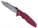 Rick Hinderer Knives Skinny Eklipse Slicer folding knife with flipper tab - shown open - presentation side. Stonewash 3.5" hollow grind MagnaCut stainless steel plain edge blade. Red G-10 handle scale with stonewashed blue lock side. Model KEK35SKSLHO Rick Hinderer Knives Skinny Eklipse Slicer folding knife with flipper tab - shown open - presentation side. Stonewash 3.5" hollow grind MagnaCut stainless steel plain edge blade. Red G-10 handle scale with stonewashed blue lock side. Model KEK35SKSLHO