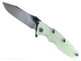 Rick Hinderer Knives Skinny Eklipse Slicer folding knife with flipper tab - shown open - presentation side. Stonewash 3.5" hollow grind MagnaCut stainless steel plain edge blade. Translucent Green G-10 handle scale with stonewashed lock side. Model KEK35SKSLHO Rick Hinderer Knives Skinny Eklipse Slicer folding knife with flipper tab - shown open - presentation side. Stonewash 3.5" hollow grind MagnaCut stainless steel plain edge blade. Translucent Green G-10 handle scale with stonewashed lock side. Model KEK35SKSLHO