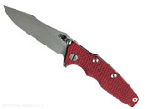 Rick Hinderer Knives Skinny Eklipse Slicer folding knife with flipper tab - shown open - presentation side. Working Finish 3.5" hollow grind MagnaCut stainless steel plain edge blade. Red G-10 handle scale with Working Finish lock side. Model KEK35SKSLHO Rick Hinderer Knives Skinny Eklipse Slicer folding knife with flipper tab - shown open - presentation side. Working Finish 3.5" hollow grind MagnaCut stainless steel plain edge blade. Red G-10 handle scale with Working Finish lock side. Model KEK35SKSLHO