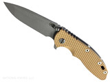 Rick Hinderer Knives XM-18 3.5" Spanto folding knife with thumb stud and flipper tab - shown open presentation side. Working Finish 20CV stainless steel plain edge blade. Coyote G-10 handle with Working Finish lock side. Model KXM35SPA. Rick Hinderer Knives XM-18 3.5" Spanto folding knife with thumb stud and flipper tab - shown open presentation side. Working Finish 20CV stainless steel plain edge blade. Coyote G-10 handle with Working Finish lock side. Model KXM35SPA.