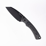 Tactile Knife Co Redhawk fixed blade knife - shown out of sheath obverse.  Black Cerakote MagnaCut stainless steel plain edge blade.  Black Micarta handle.  Model 20-RK-MCBC-RMBL.