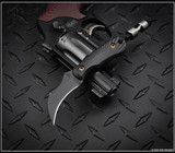 RMJ Tactical Gym Rat fixed blade knife - shown out of sheath obverse. Graphite Black Cerakote Nitro-V stainless steel plain edge blade. Black G- 10 handle. Model K-GR-GB-BK. RMJ Tactical Gym Rat fixed blade knife - shown out of sheath obverse. Graphite Black Cerakote Nitro-V stainless steel plain edge blade. Black G- 10 handle. Model K-GR-GB-BK.