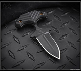 RMJ Tactical BUB Back Up Blade fixed blade knife - shown out of sheath obverse. Graphite Black Cerakote MagnaCut stainless steel plain double edge blade. Black G-10 handle. Model K-BUB-MC-GB-BK. RMJ Tactical BUB Back Up Blade fixed blade knife - shown out of sheath obverse. Graphite Black Cerakote MagnaCut stainless steel plain double edge blade. Black G-10 handle. Model K-BUB-MC-GB-BK.