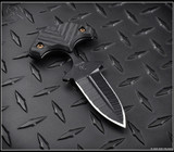 RMJ Tactical BUB Back Up Blade fixed blade knife - shown out of sheath reverse. Textured Graphite Black Cerakote MagnaCut stainless steel plain double edge blade. Black G-10 handle. Model K-BUB-MC-BT-BK. RMJ Tactical BUB Back Up Blade fixed blade knife - shown out of sheath reverse. Textured Graphite Black Cerakote MagnaCut stainless steel plain double edge blade. Black G-10 handle. Model K-BUB-MC-BT-BK.