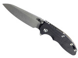 Rick Hinderer Knives XM-18 3.5" Sheepsfoot folding knife with thumb stud and flipper tab - shown open presentation side. Working Finish S45VN stainless steel plain edge blade. Black G-10 handle with Battle Bronze lock side. Model KXM35SHF. Rick Hinderer Knives XM-18 3.5" Sheepsfoot folding knife with thumb stud and flipper tab - shown open presentation side. Working Finish S45VN stainless steel plain edge blade. Black G-10 handle with Battle Bronze lock side. Model KXM35SHF.