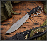 RMJ Tactical Marauder - shown out of sheath reverse. Savage Stainless Cerakote 3V steel plain edge blade.  Black G-10 handle scales.  Model K-MD-3V-SS-BLK-BLK/VT.