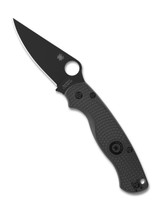 Spyderco Paramilitary 2 folding knife with thumb hole - shown open presentation side.  Black CTS BD1N stainless steel plain edge blade.  Black FRN handle.  Model C81PBBK2.