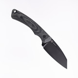 Tactile Knife Co Redhawk fixed blade knife - shown out of sheath reverse.  Black Cerakote MagnaCut stainless steel plain edge blade.  Black Micarta handle.  Model 20-RL-MCBC-RMBL.