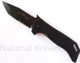 Emerson Knives ETAK B BTS Folding Knife, Black 3.9" Partially Serrated 154CM Blade, Black G-10 Handle, Emerson "Wave" Opener
