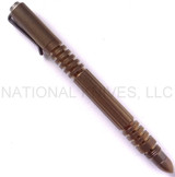 Rick HInderer Knives Investigator ink pen - shown with cap on.  Stonewash bronze titanium body.