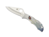 REFERENCE ONLY - Spyderco Ladybug 3 Tattoo LSSP3T Folding Knife, 1.937" Plain Edge Blade, Etched Stainless Steel Handle