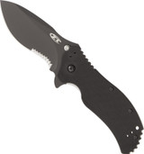 REFERENCE ONLY - Zero Tolerance 0350ST Assisted Opening Knife, Black 3.25" Partially Serrated Edge Blade, Black G-10 Handle