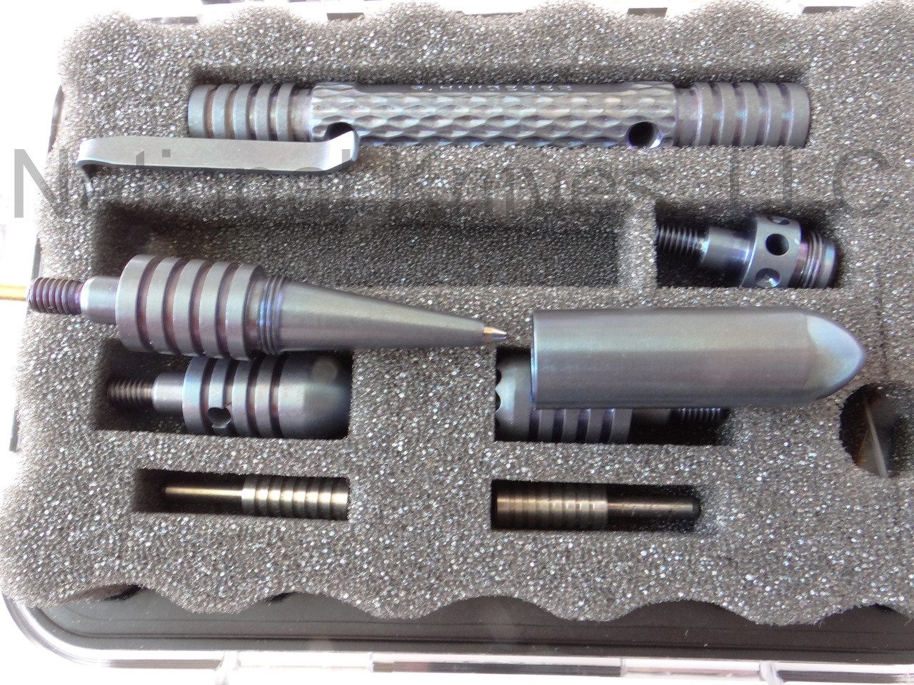 Rick Hinderer Knives Modular Pen | Titanium | Stonewash Blue  