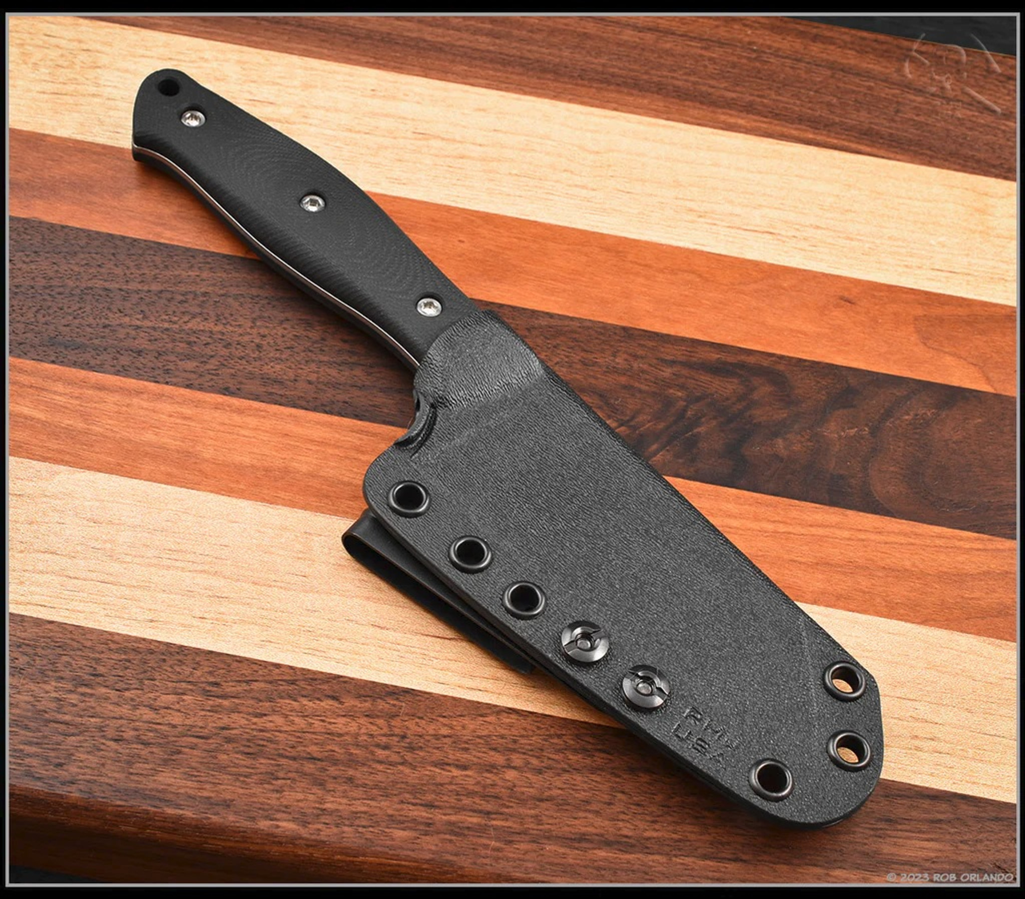 RMJ Osprey 9 Adventure Kitchen Knife Black G10 4.5 Stonewash - EKnives LLC