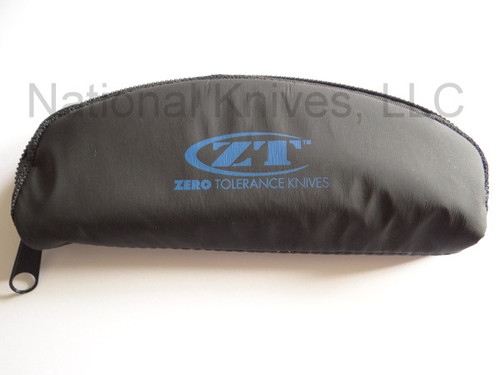 Zero Tolerance Knives Knife Case for single knife - shown closed obverse.  Black nylon construction.  Model ZT-POUCH.