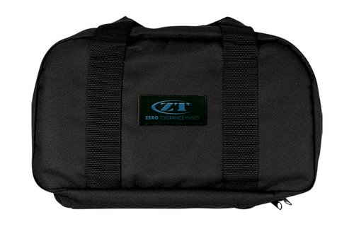Zero Tolerance Knives Knife Storage Bag - shown closed obverse.  Black nylon construction.  Model ZT997.