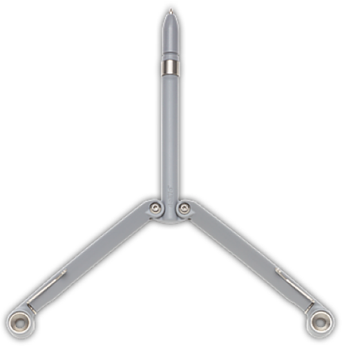 Baliyo by Spyderco butterfly style ink pen - shown open obverse.  Gray body.  Model YCN101.