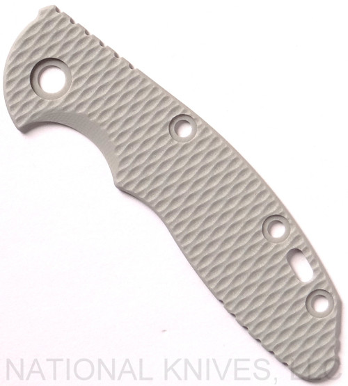 Rick Hinderer Knives XM-18 3.0" Textured G-10 handle scale - obverse shown.  Light Grey color.