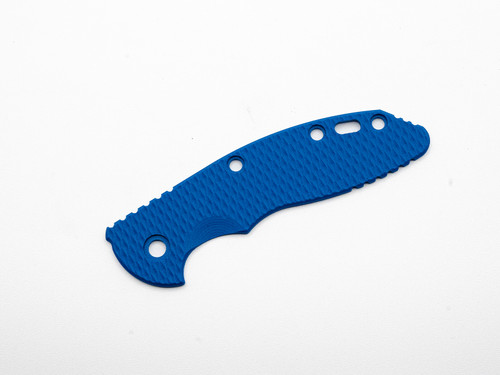 Rick Hinderer Knives XM-18 3.5" Textured G-10 handle scale - obverse shown.  Blue color.