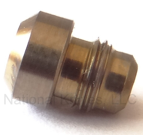 Rick Hinderer Knives Flat End Attachment to fit Investigator ink pen - shown side view.  Anodized bronze titanium construction.  Model P5261001BR.