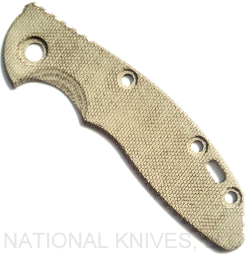 Rick Hinderer Knives Smooth Micarta handle scale to fit XM-18 3.0" folding knife - shown obverse.  Natural.  Model SXM30MI.