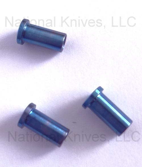 Rick Hinderer Knives Handle Nut Set to fit XM-18 3.5" - shown not installed on knife.  Stonewash blue titanium construction.  Model K213210100.