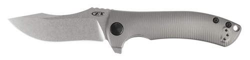 Zero Tolerance 0920 folding knife with flipper tab - shown open presentation side.  20CV stainless steel plain edge blade.  Titanium handle.  Model 0920.
For reference only.