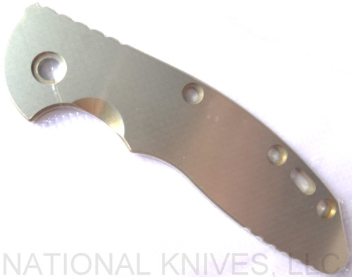 Rick Hinderer Knives XM-18 3.5" Smooth Brass handle scale - obverse shown.