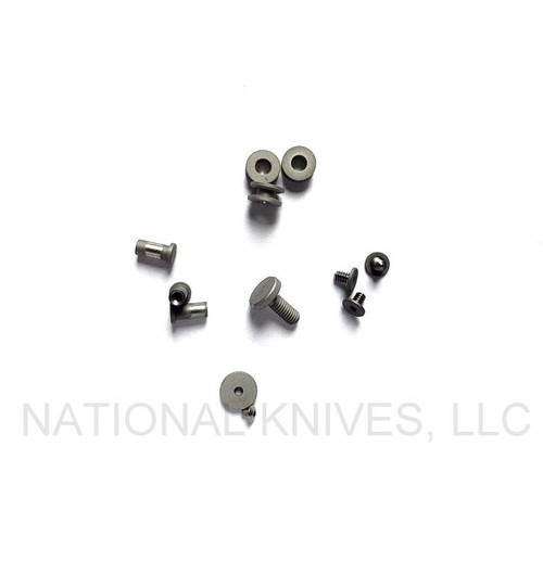 Rick Hinderer Knives Complete Hardware Kit to fit XM-18 3.0" - shown not installed on knife.  Working Finish stainless steel construction.  Model KT1001002WF.