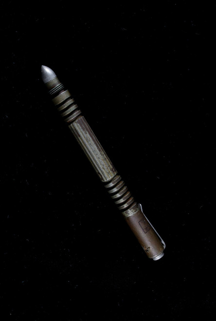 Rick Hinderer Knives Investigator ink pen - shown with cap on.  Battlefield Pick Up O-1 tool steel construction.  Model P58010021BFPU.
For reference only.
