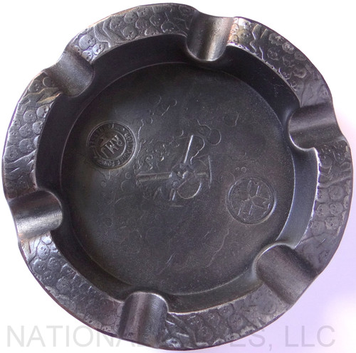 RMJ Tactical Gold Point Forge Ashtray - shown obverse.  Solid steel construction featuring a Catacombs pattern.