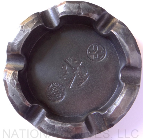 RMJ Tactical Gold Point Forge Ashtray - shown obverse.  Solid steel construction featuring a hammered pattern.