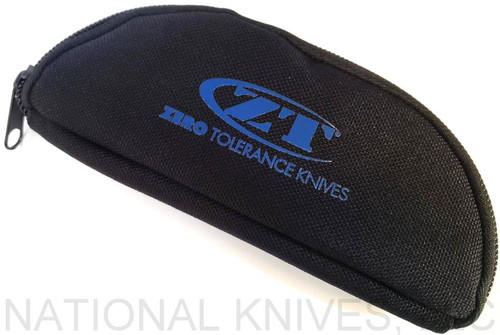 Zero Tolerance Knives Knife Case for single knife - shown closed obverse.  Black nylon construction.  Model ZT-POUCHZT.