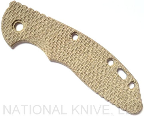 Rick Hinderer Knives XM-18 3.5" Textured Micarta handle scale - obverse shown.  Natural color.