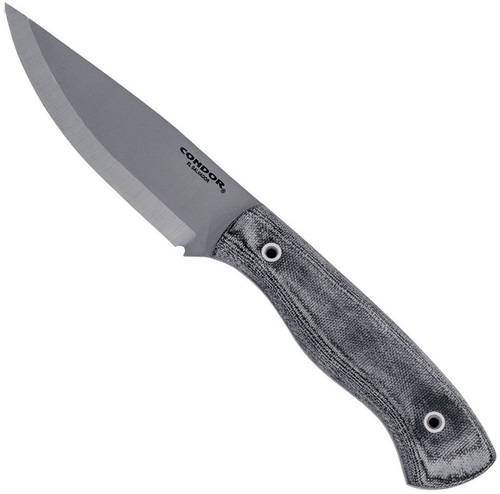 Condor Tool and Knife Ripper fixed blade knife - shown out of sheath reverse.  1095 steel plain edge blade.  Micarta handle.  Model CTK3939-4.56HC.