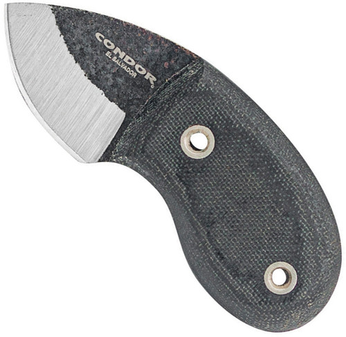 Condor Tool and Knife Tortuga fixed blade knife - shown out of sheath reverse.  1075 HC steel plain edge blade.  Micarta handle.  Model CTK807-1.5HC.