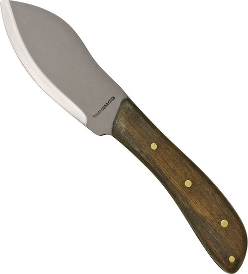 Condor Tool and Knife Nessmuk fixed blade knife - shown out of sheath reverse.  1075 HC steel plain edge blade.  Wood handle.  Model CTK230-4HC.  